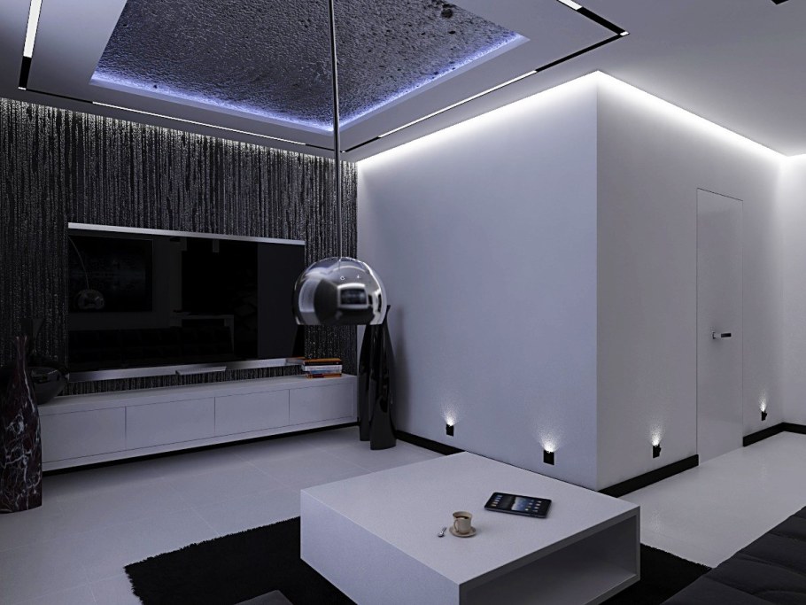 Бело черный интерьер квартиры