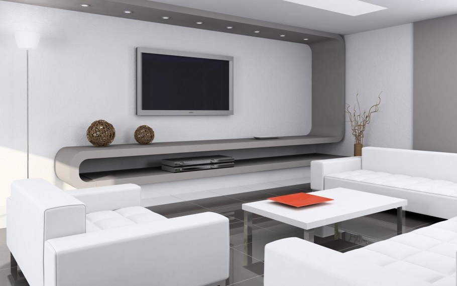 Гостиная с диваном и телевизором