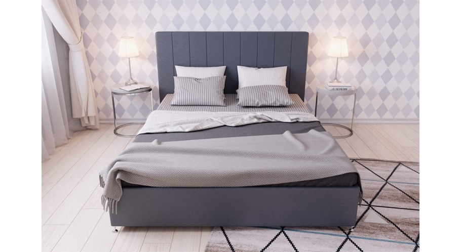 Кровать Аскона серый велюр
