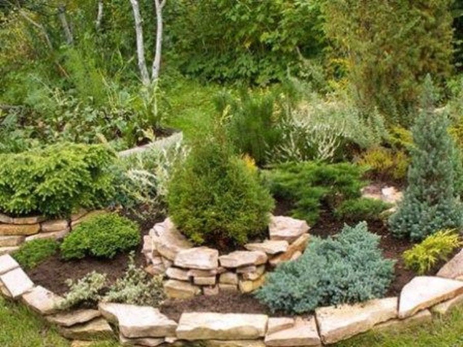 Рокарий из хвойников и камней