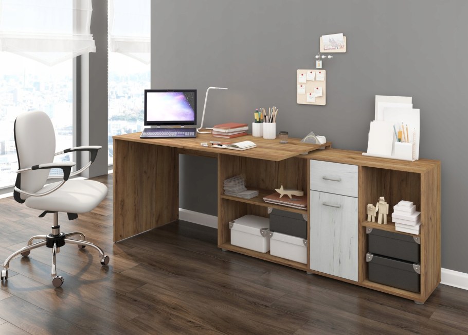 Стол письменный дуб крафт белый