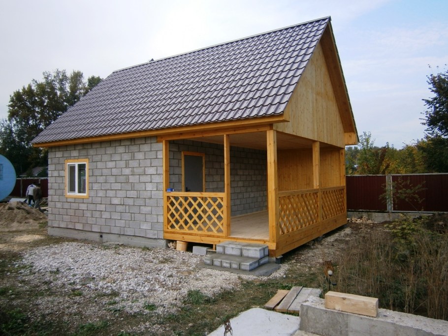 Баня с мансардой 4х6 из керамзитобетонных блоков