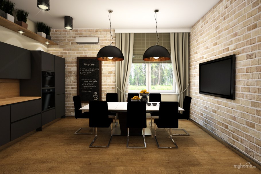 Шторы на кухню в стиле лофт