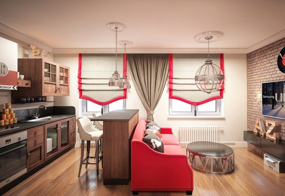 Шторы на кухню в стиле лофт