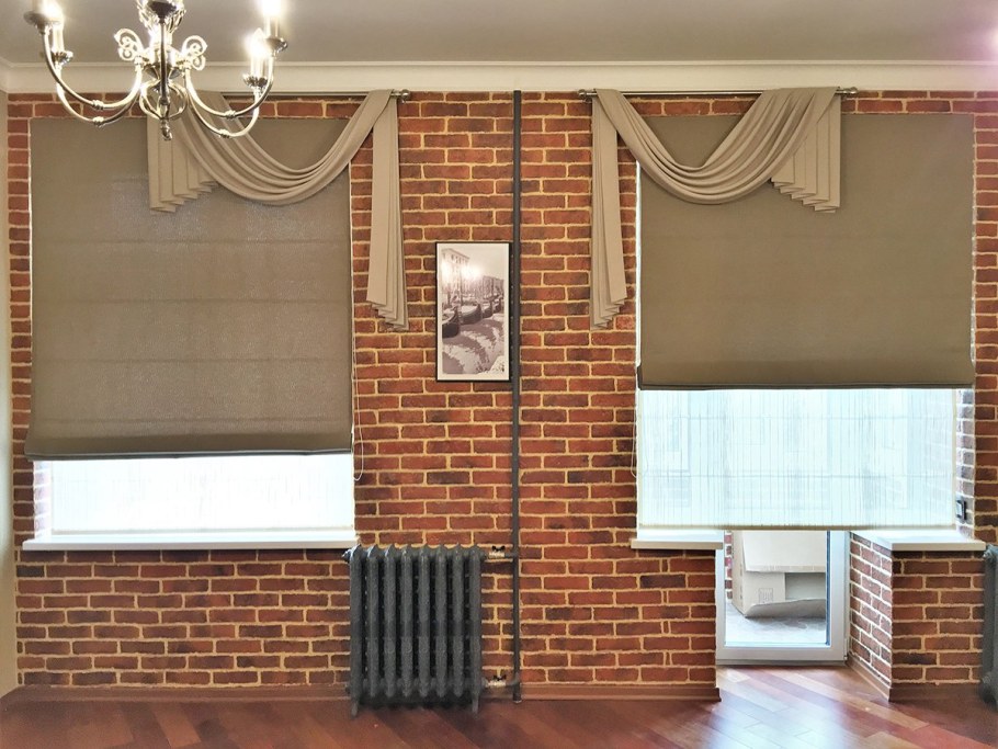 Римская штора в интерьере лофт