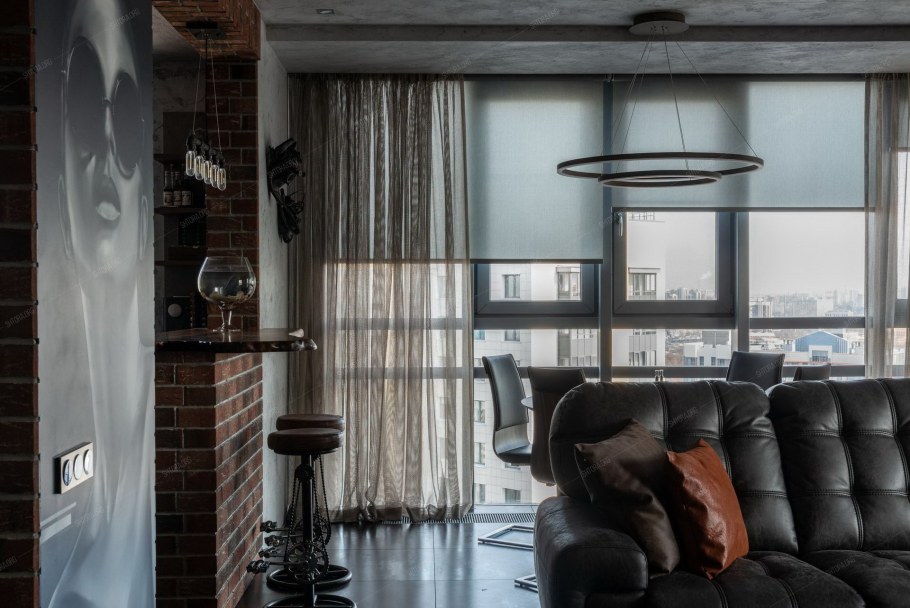 Римские шторы в стиле лофт