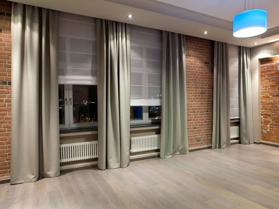 Шторы в стиле лофт в интерьере