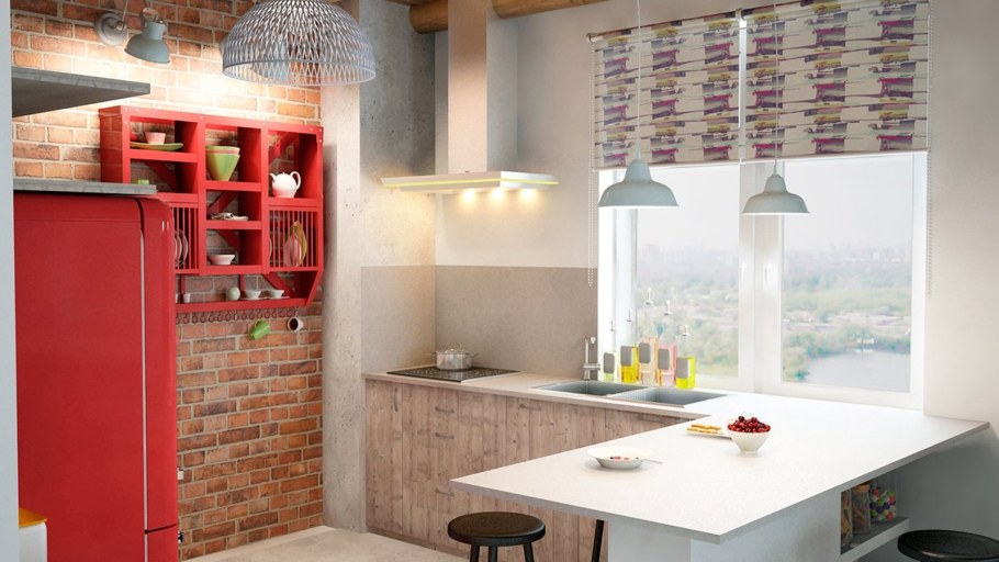 Шторы на кухню лофт