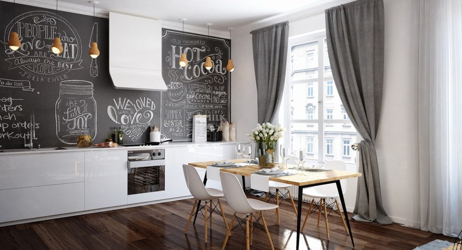 Черная стена на кухне