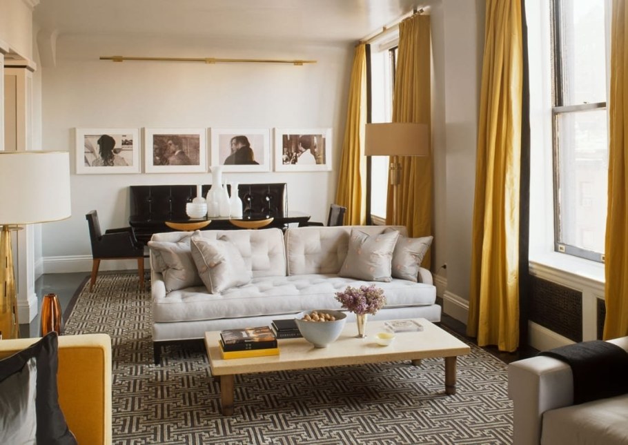 Сочетание серого и горчичного в интерьере