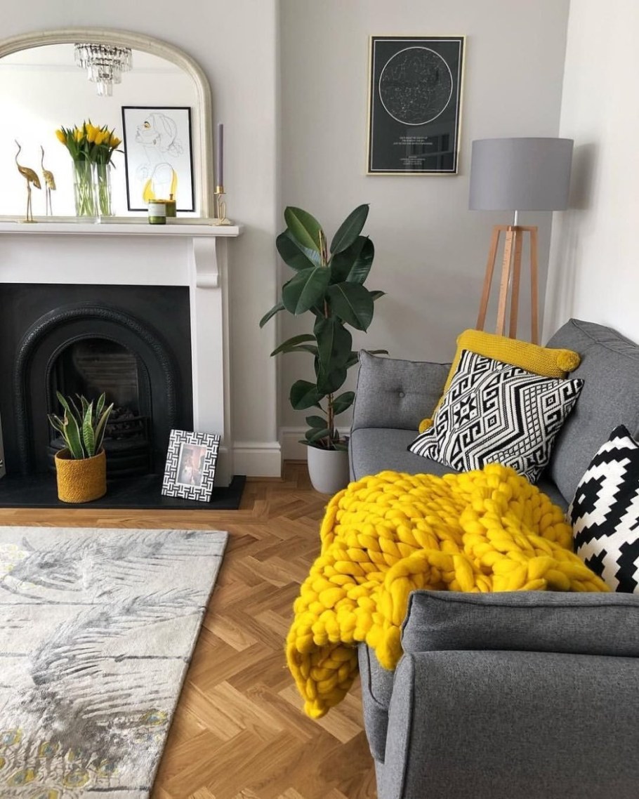 Серый и желтый в интерьере