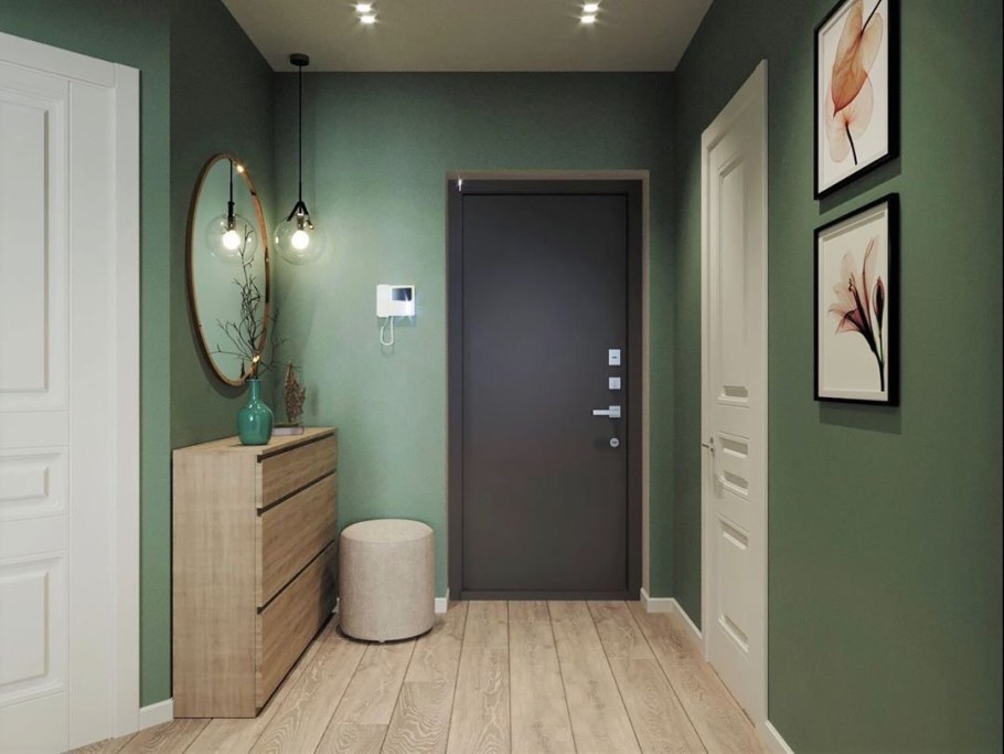 Прихожая в оливковом цвете