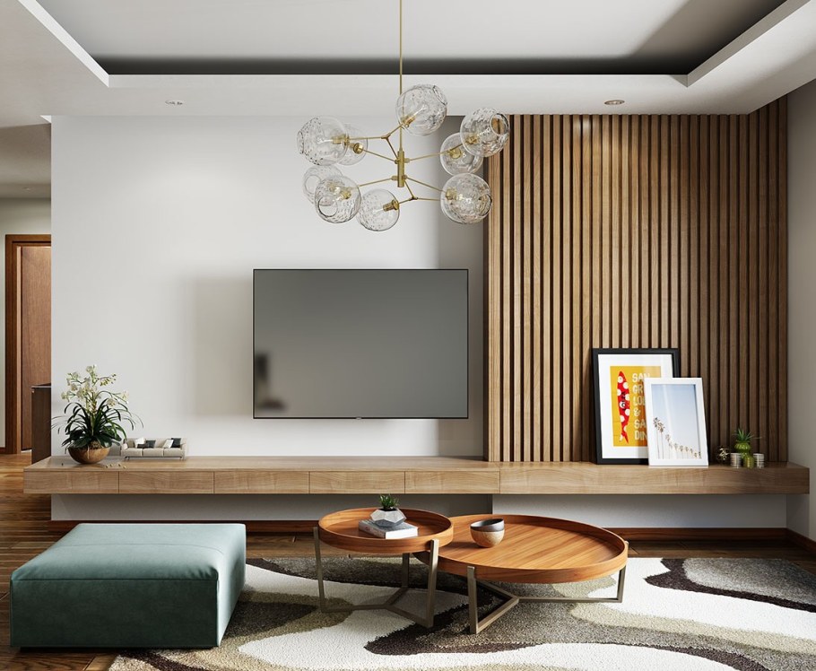 Дизайнерские стены в гостиной