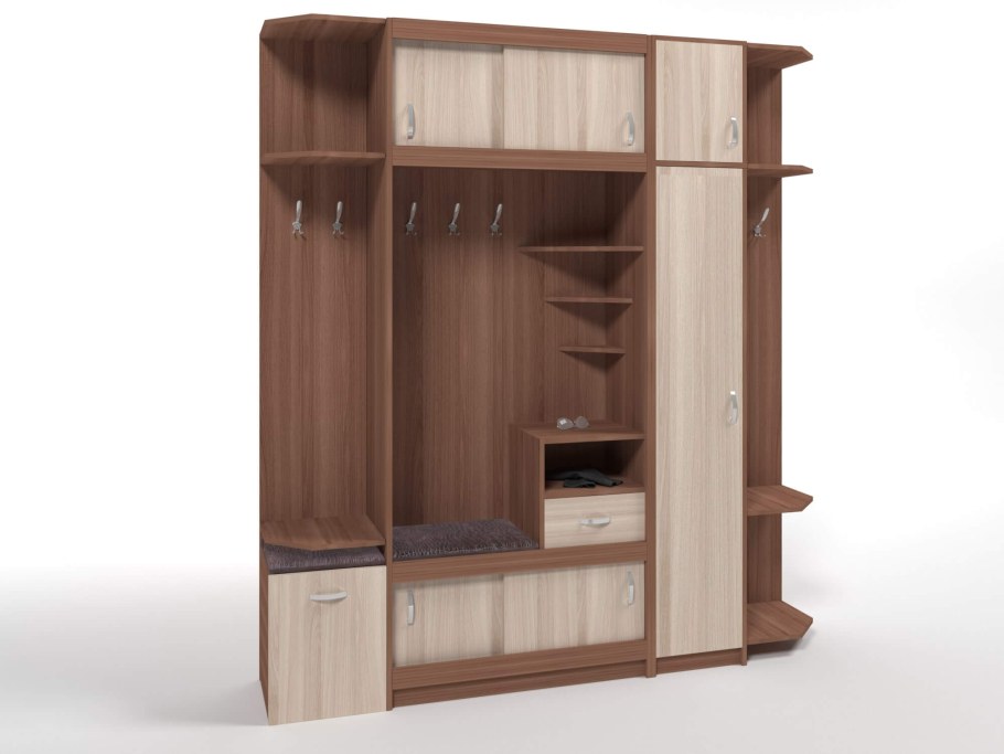 Прихожая Карина, универсальная, 1002х440х2176, ясень шимо темный/белый