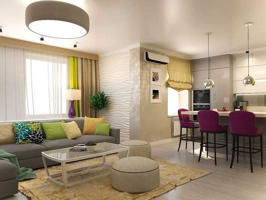 Цветовые решения в интерьере кухни гостиной