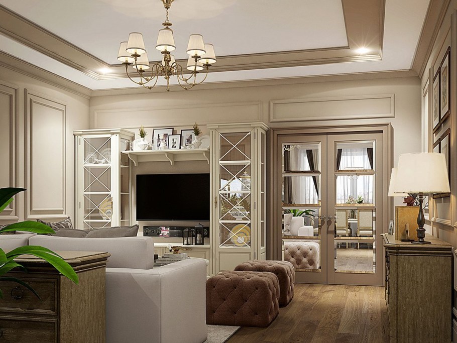 Неоклассика мебель кухня гостиная