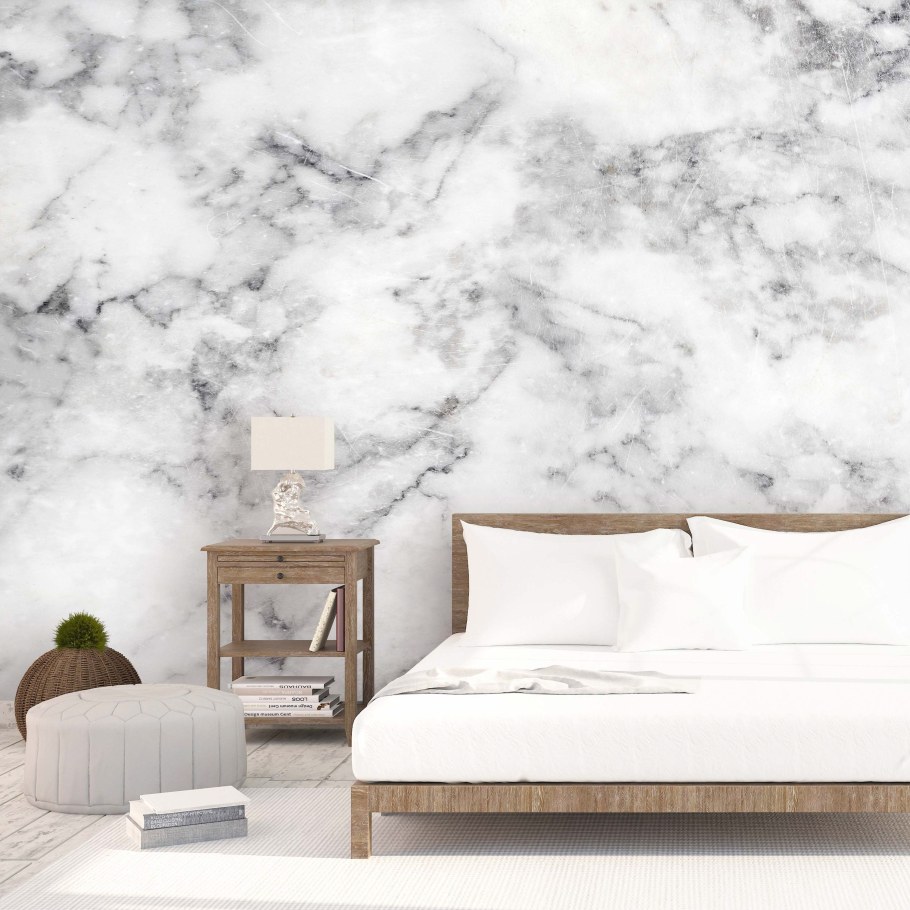 Фотообои мрамор в спальне