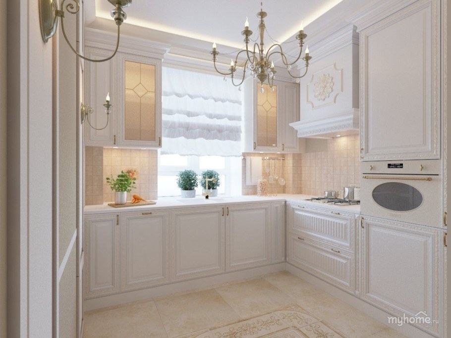 Кухонный гарнитур классика светлая современная