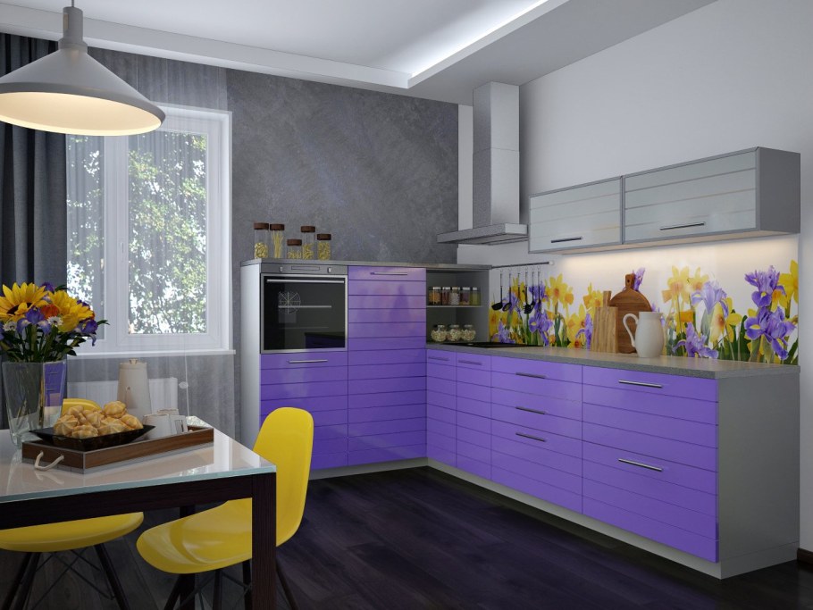 Кухня Техно 3 белый глянец аметист