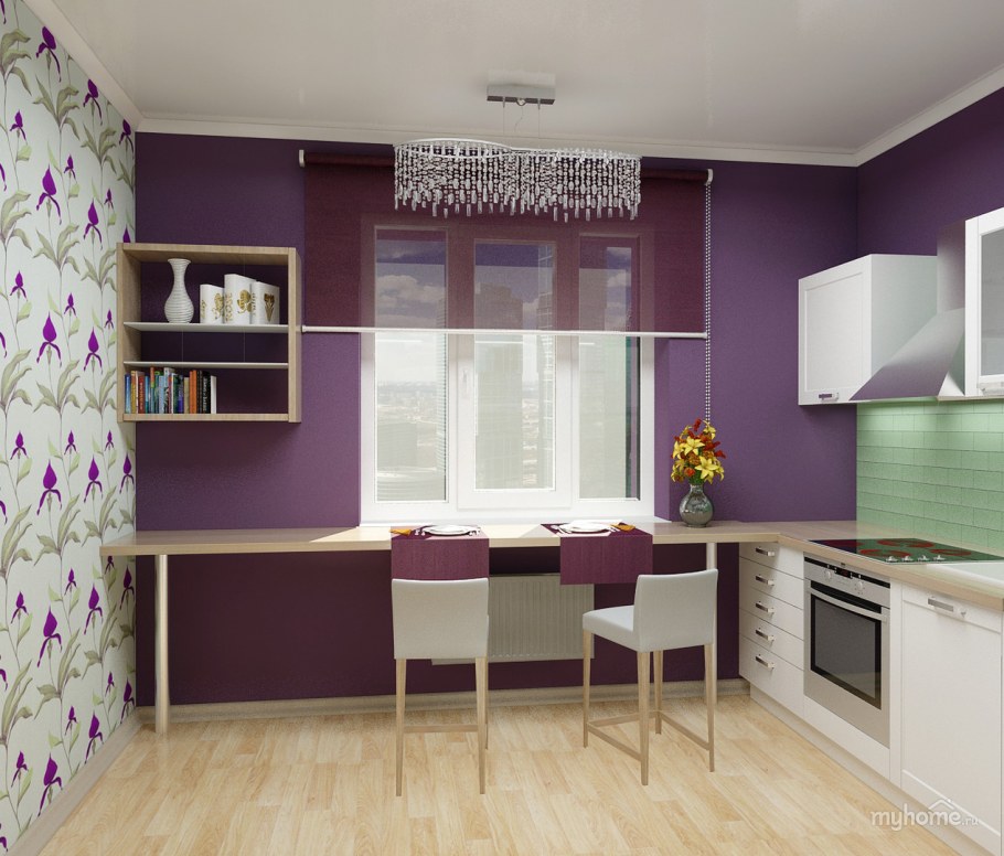 Кухня в сиреневом цвете