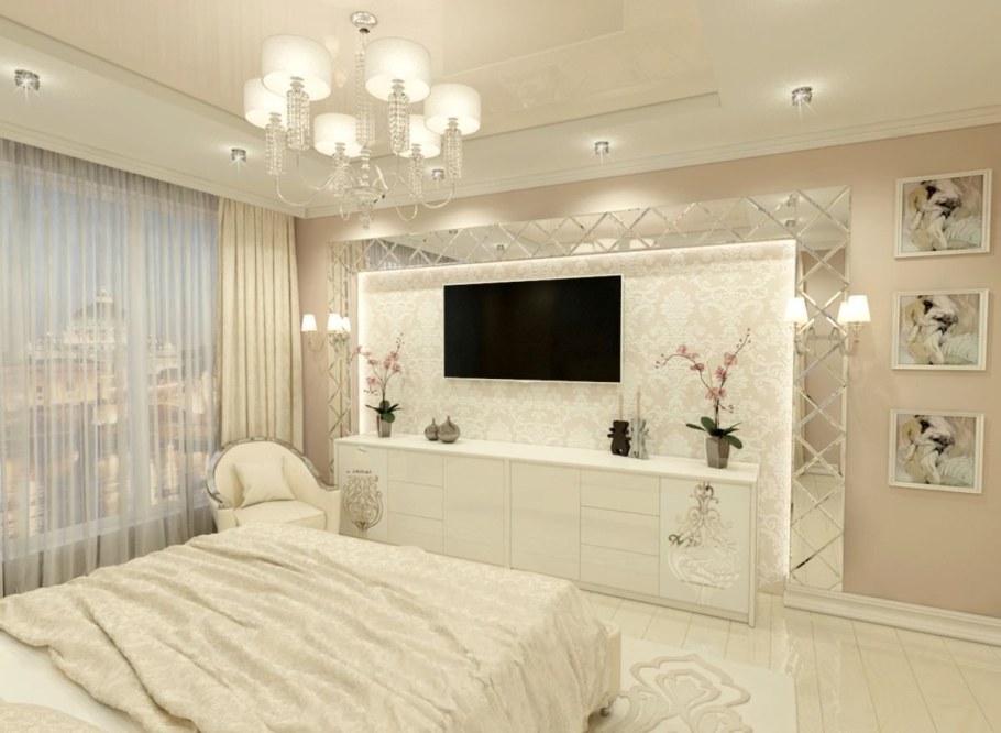 Интерьер спальни в светлых тонах