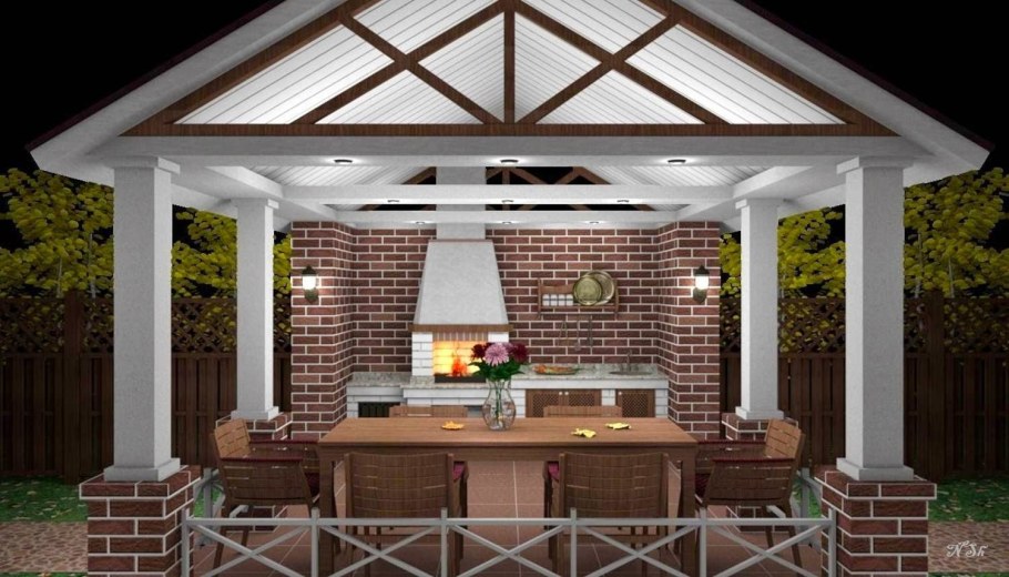 Летняя беседка с барбекю