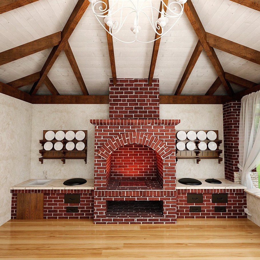 Отделка мангальной зоны в беседке