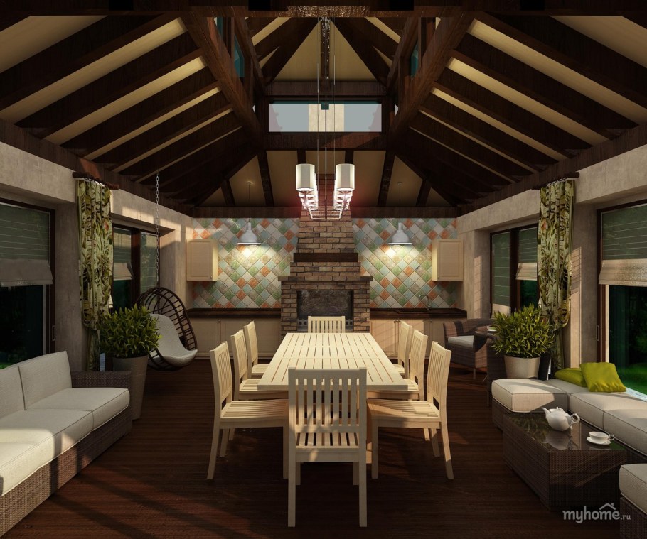 Внутренний интерьер беседки