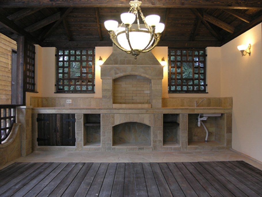 Интерьеры беседок с барбекю