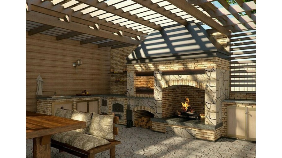 Беседка с мангальной зоной