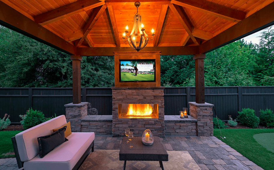 Пергола патио с мангалом