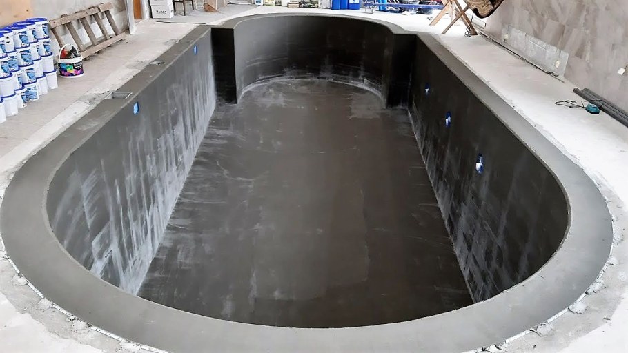 Гидроизоляция чаши бассейна из бетона под плитку