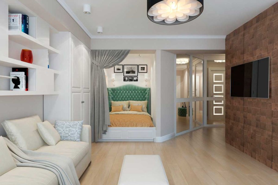 Интерьер комнаты в однокомнатной квартире