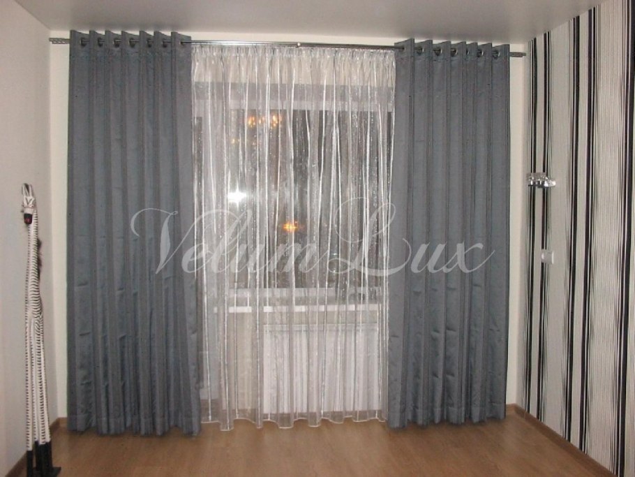 Шторы на люверсах с тюлью