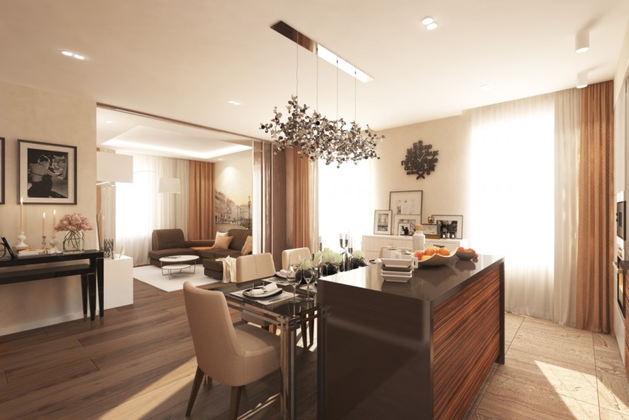 Интерьер квартиры в современном стиле трехкомнатная