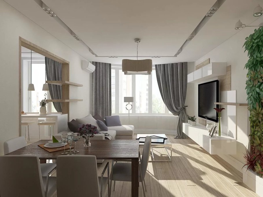 Кухня гостиная в стиле Контемпорари