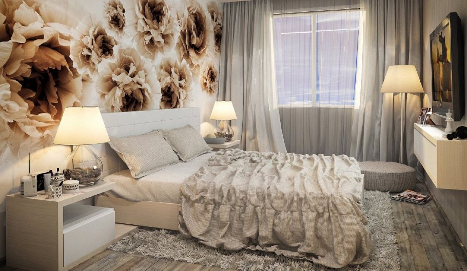 Фрески в интерьере спальни