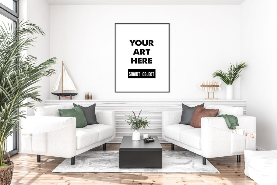 Красивый интерьер мокап