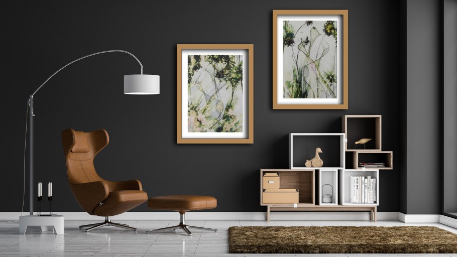 Мокап картина в интерьере в гостиной