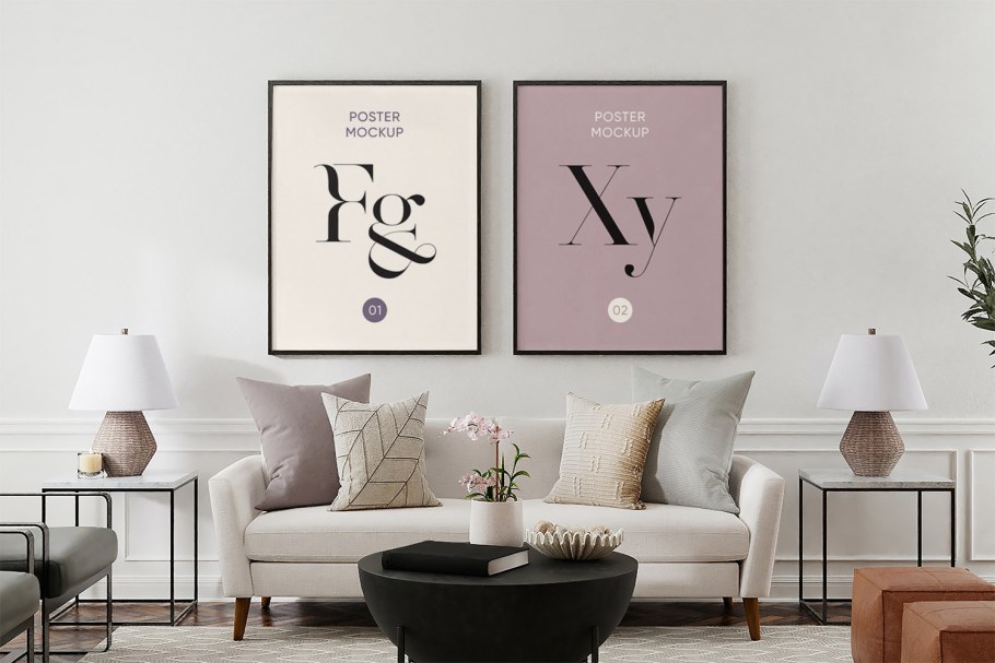 Мокап картина в интерьере