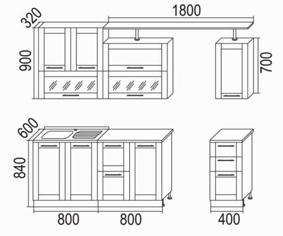 Высота кухонного шкафа Престиж Симпл