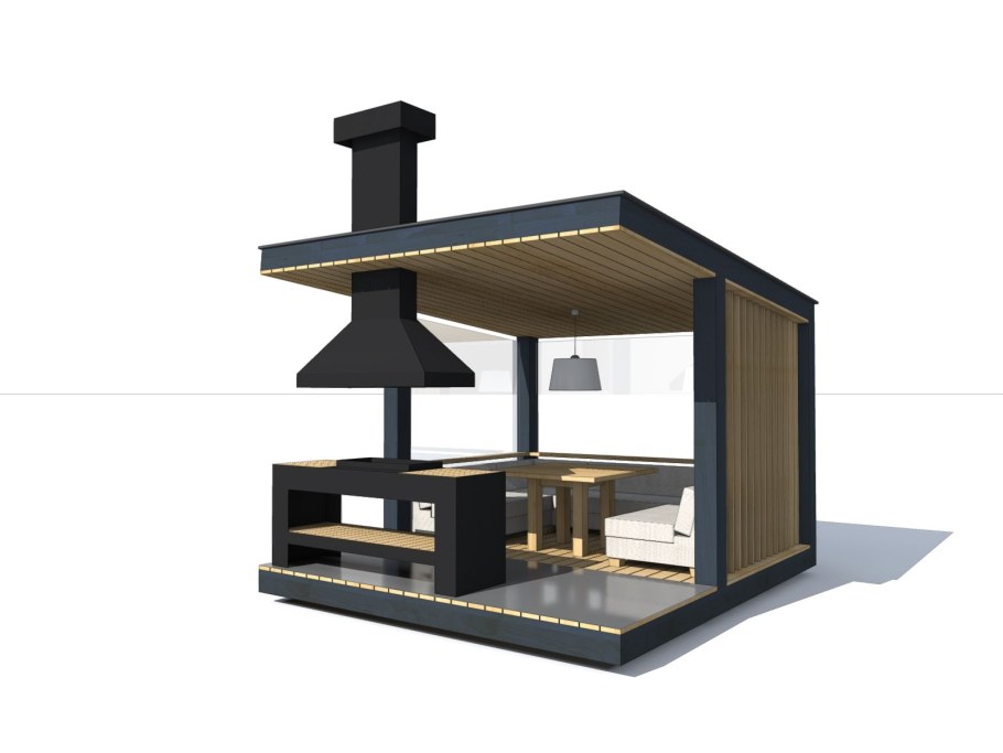 Современная беседка с барбекю