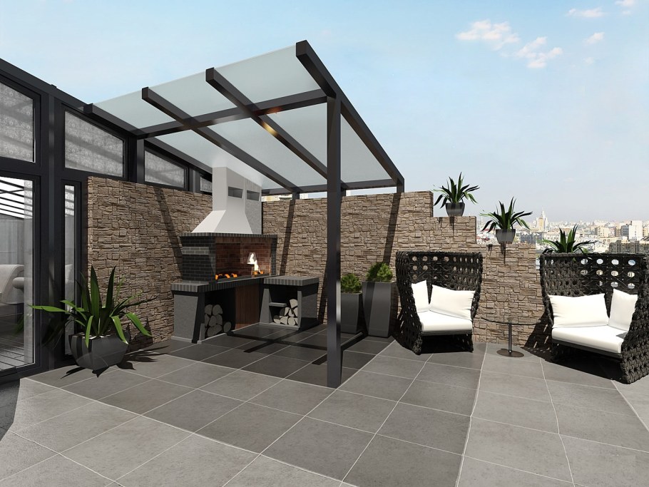 Зона барбекю с навесом