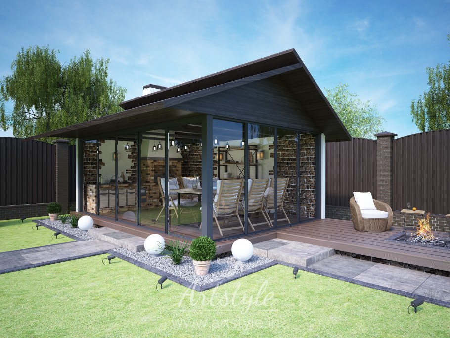 Летняя кухня сстерассой