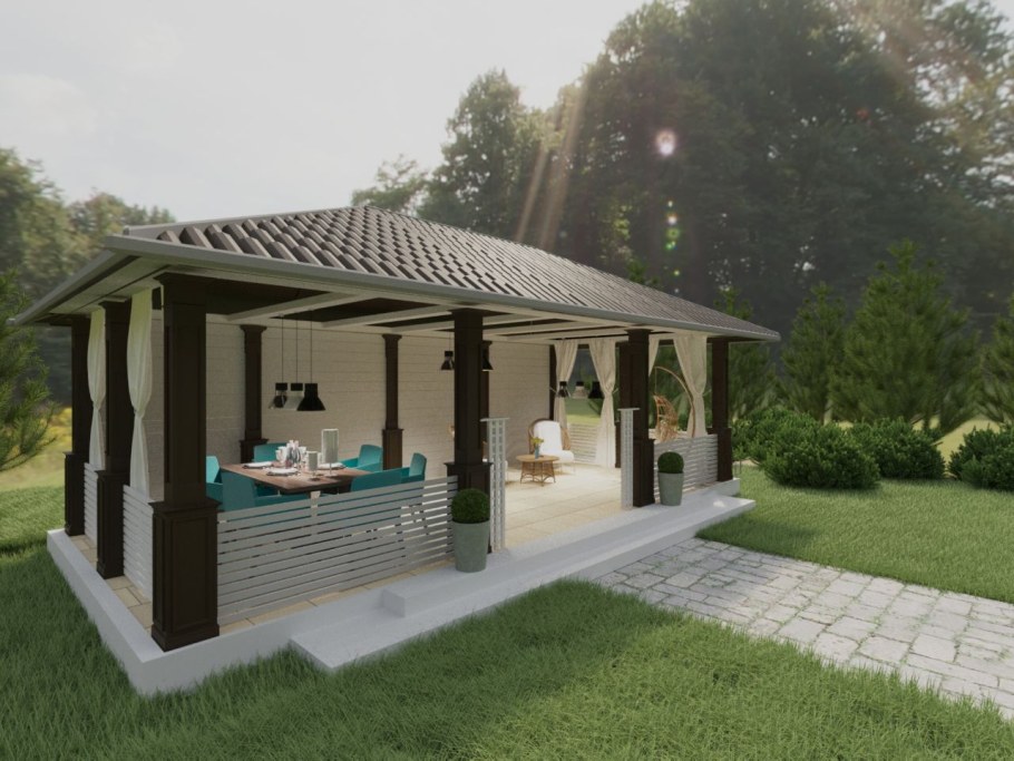 Беседка из дерева односкатная «Грин Вуд»