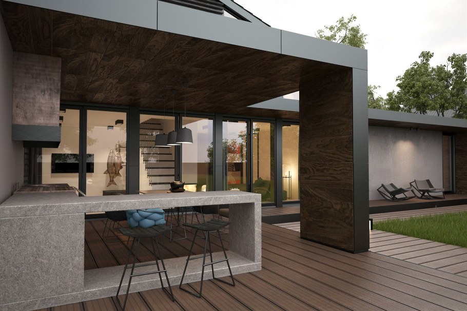 Зона барбекю в современном стиле