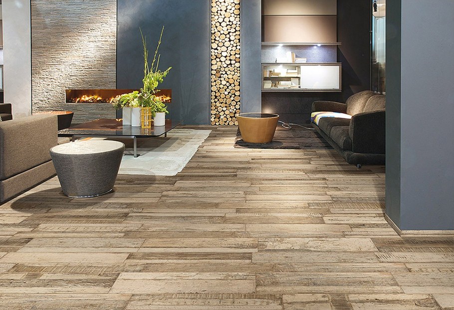 Винтаж Вуд керамогранит в интерьере