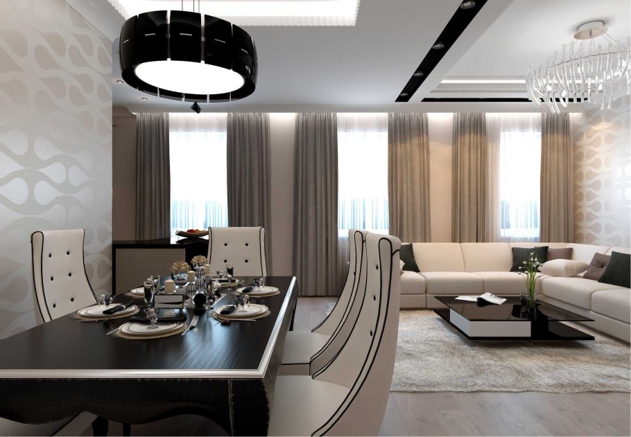 Гостиная с обеденным столом