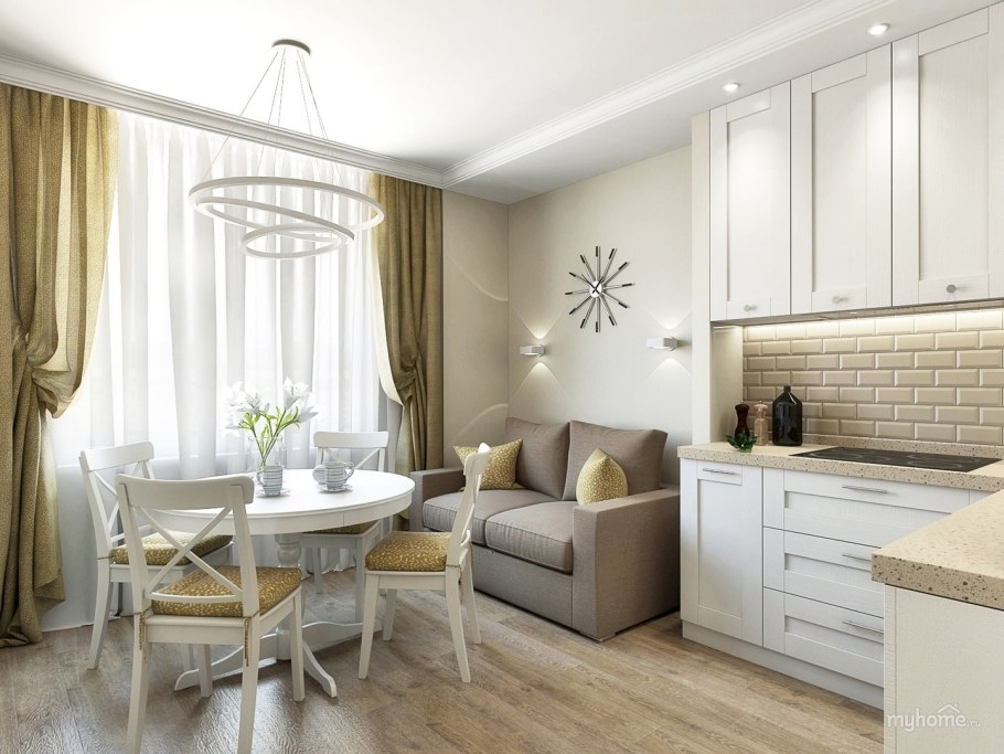 Кухни с диваном в интерьере 11 кв