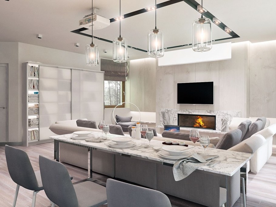 Гостиная с обеденным столом